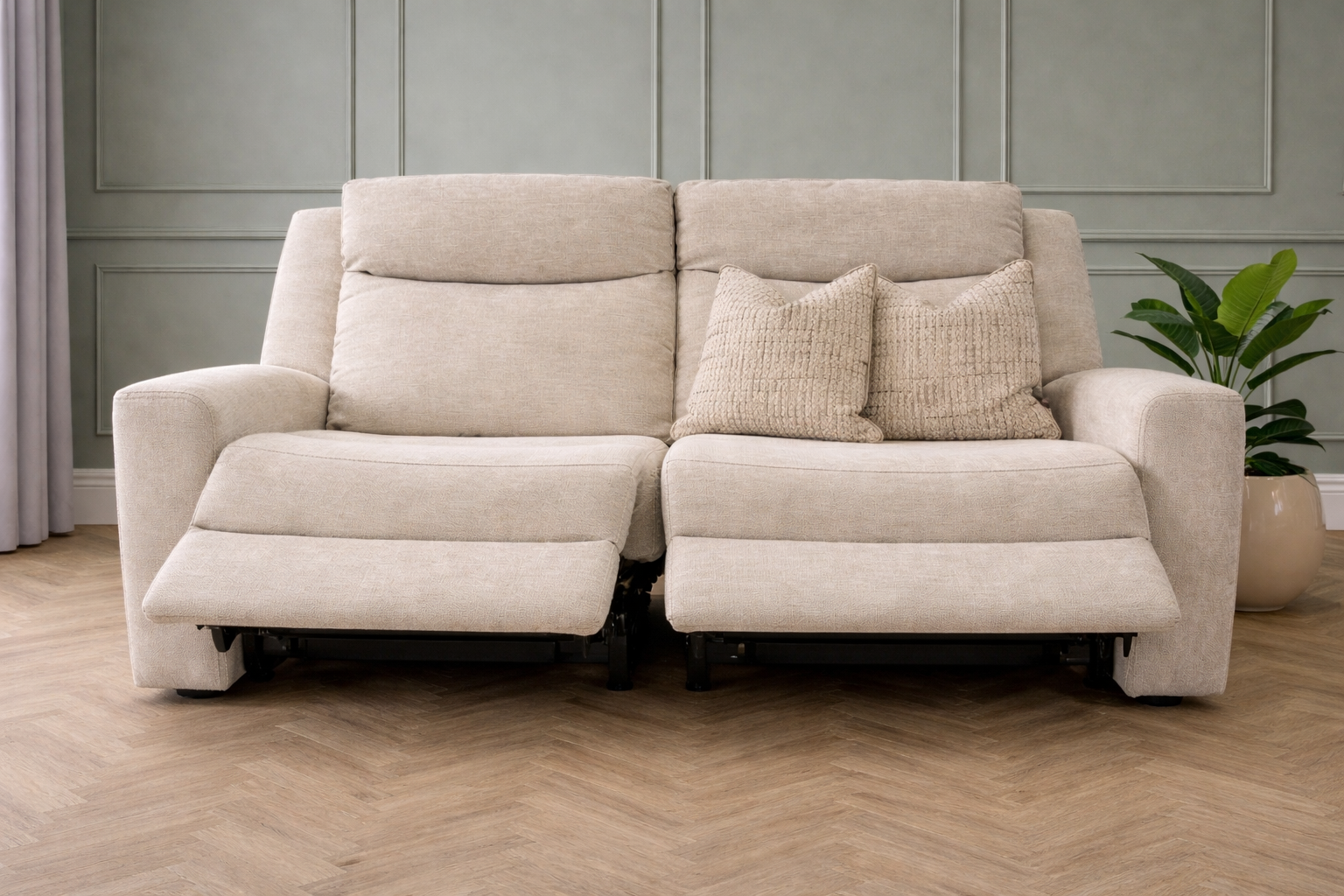 Cousins Electric Recliner 2 Seater Sofa Beige