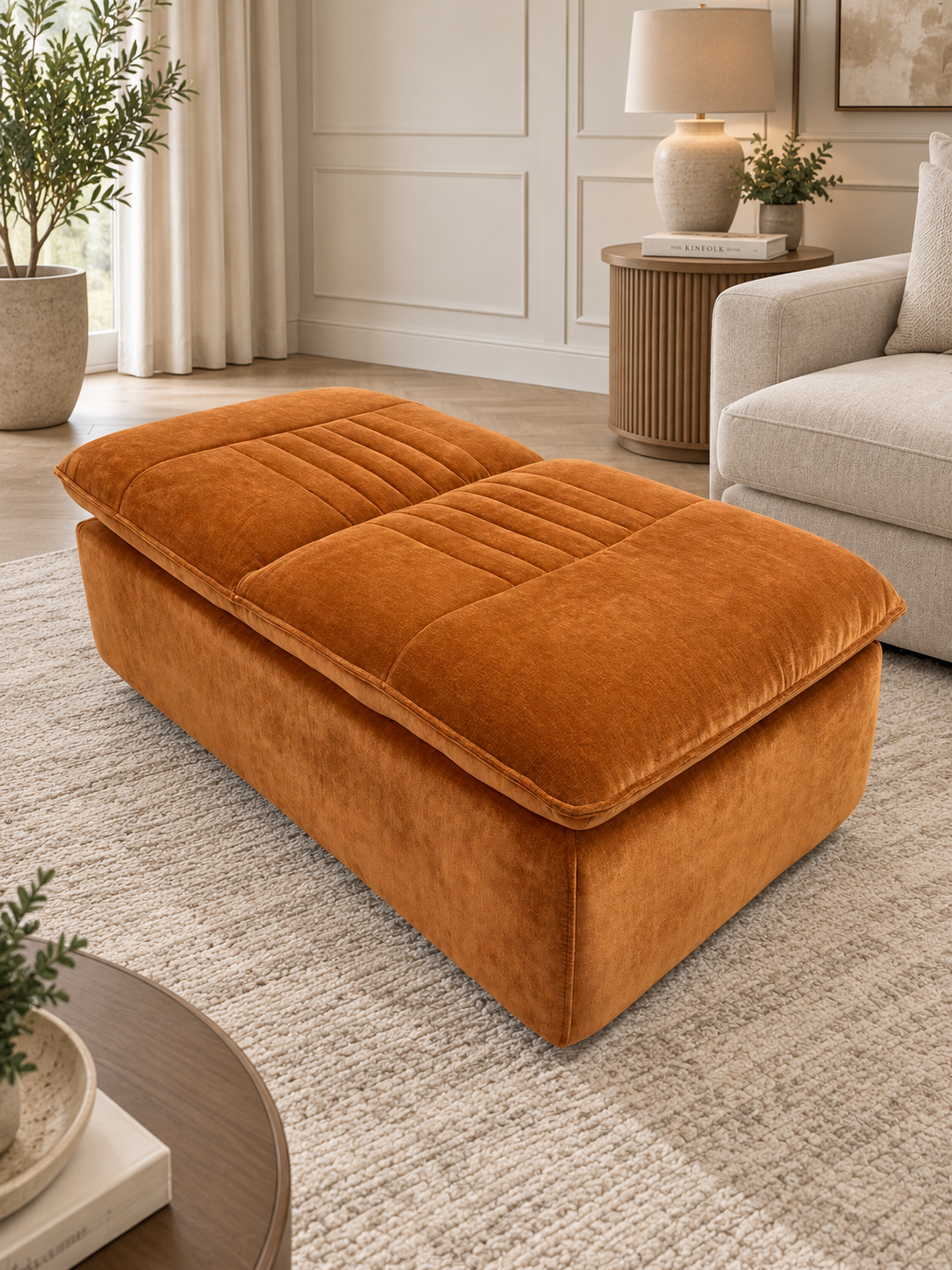 Storage Chair Footstool Rust
