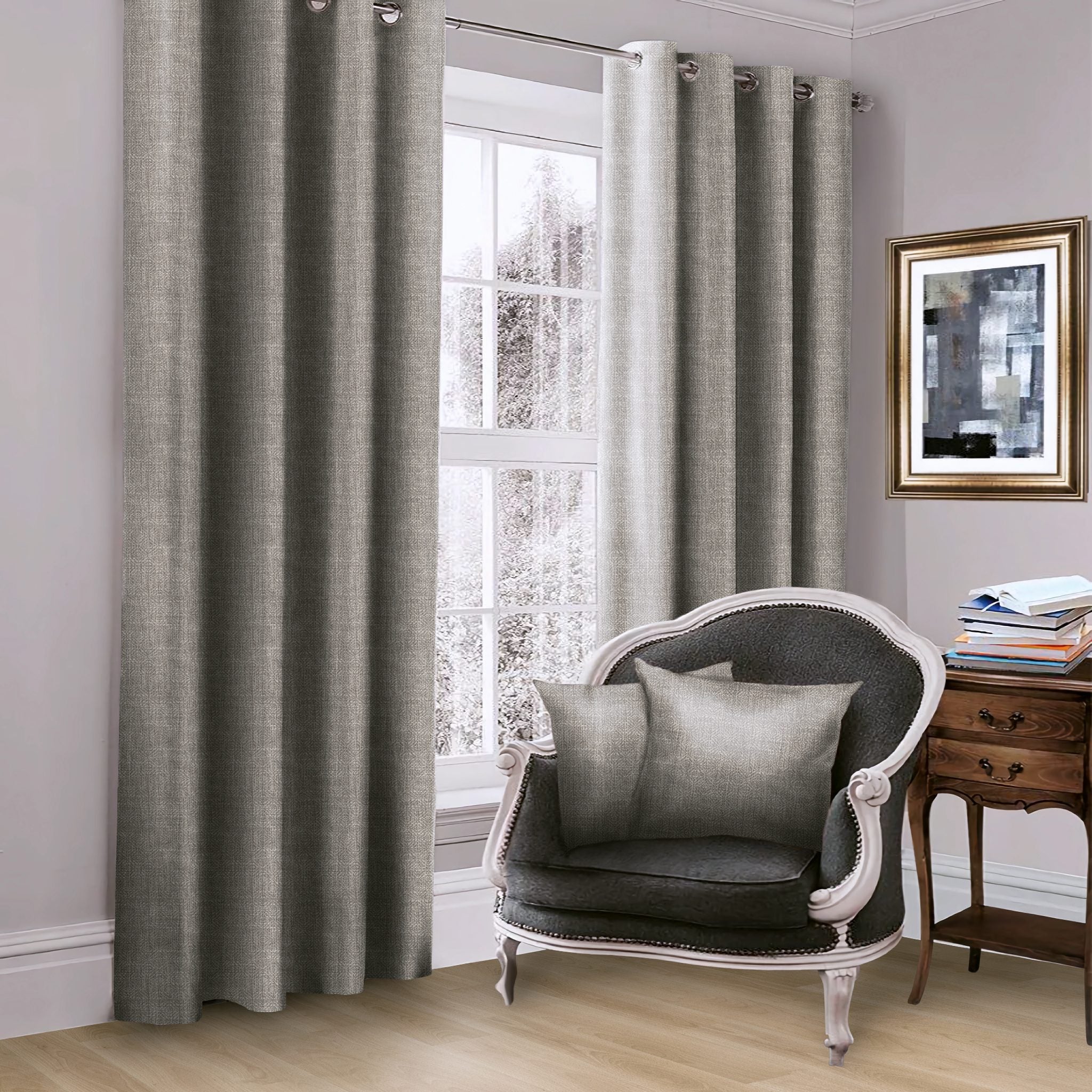 Eliza Fleece Eyelet Curtains Linen