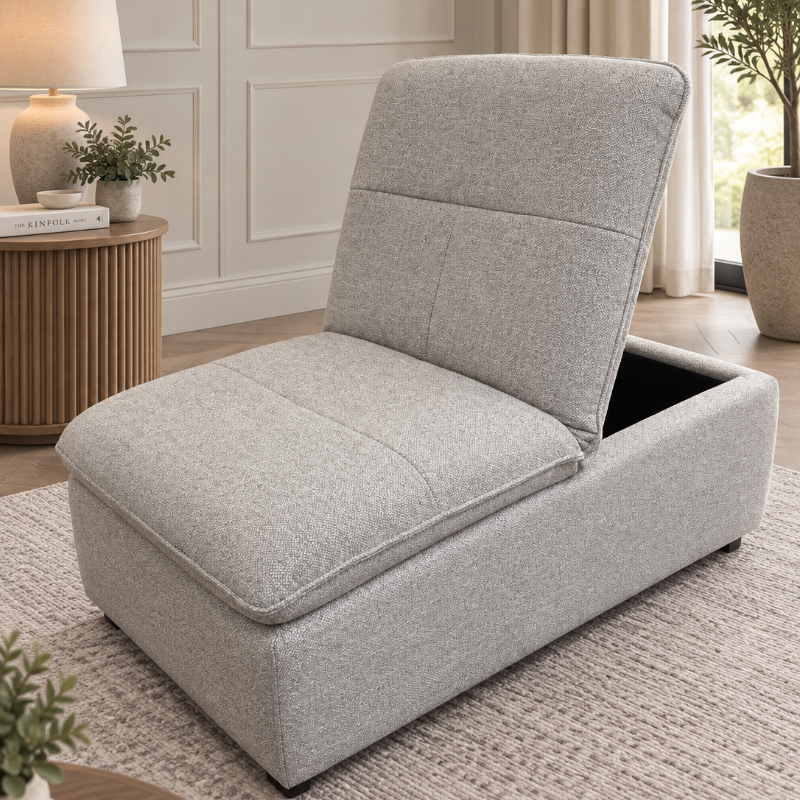Storage Chair Footstool Champagne