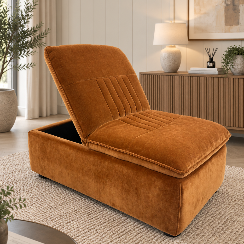 Storage Chair Footstool Rust