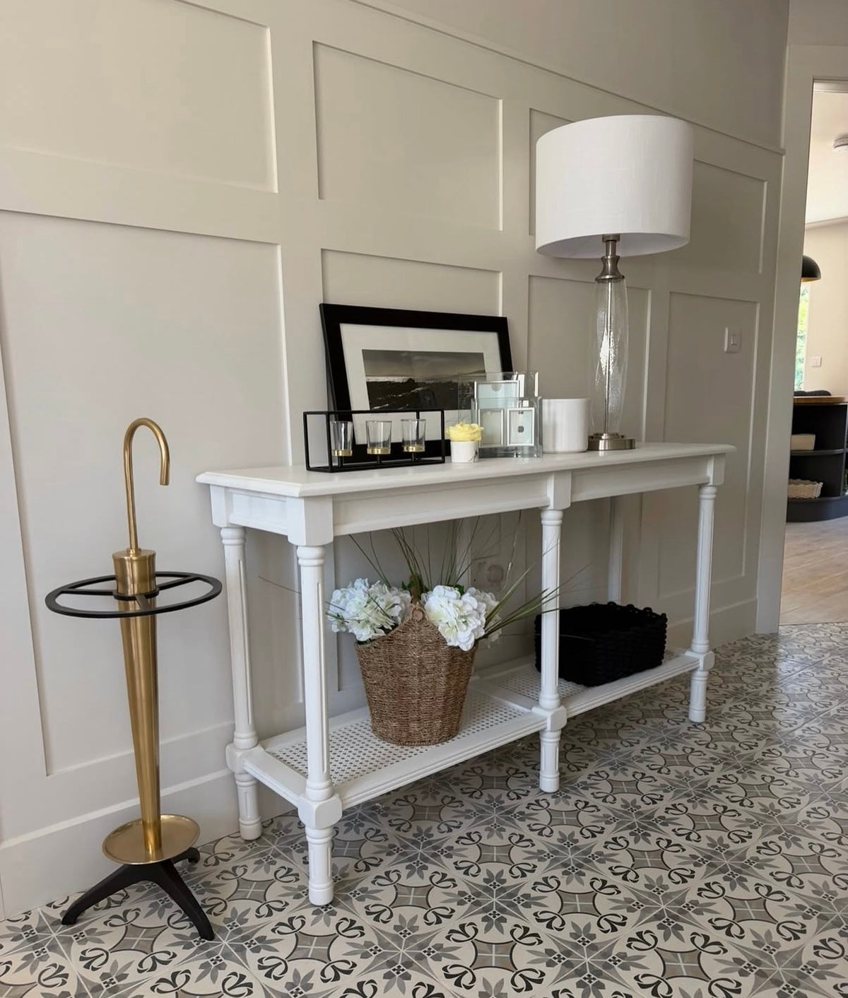 Turin Large Console Table with Rahan Shelf White
