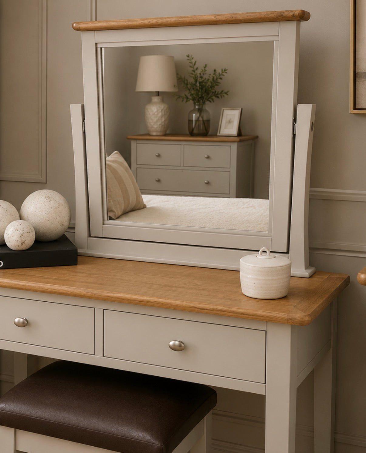 Lagan Mirror Grey/Oak