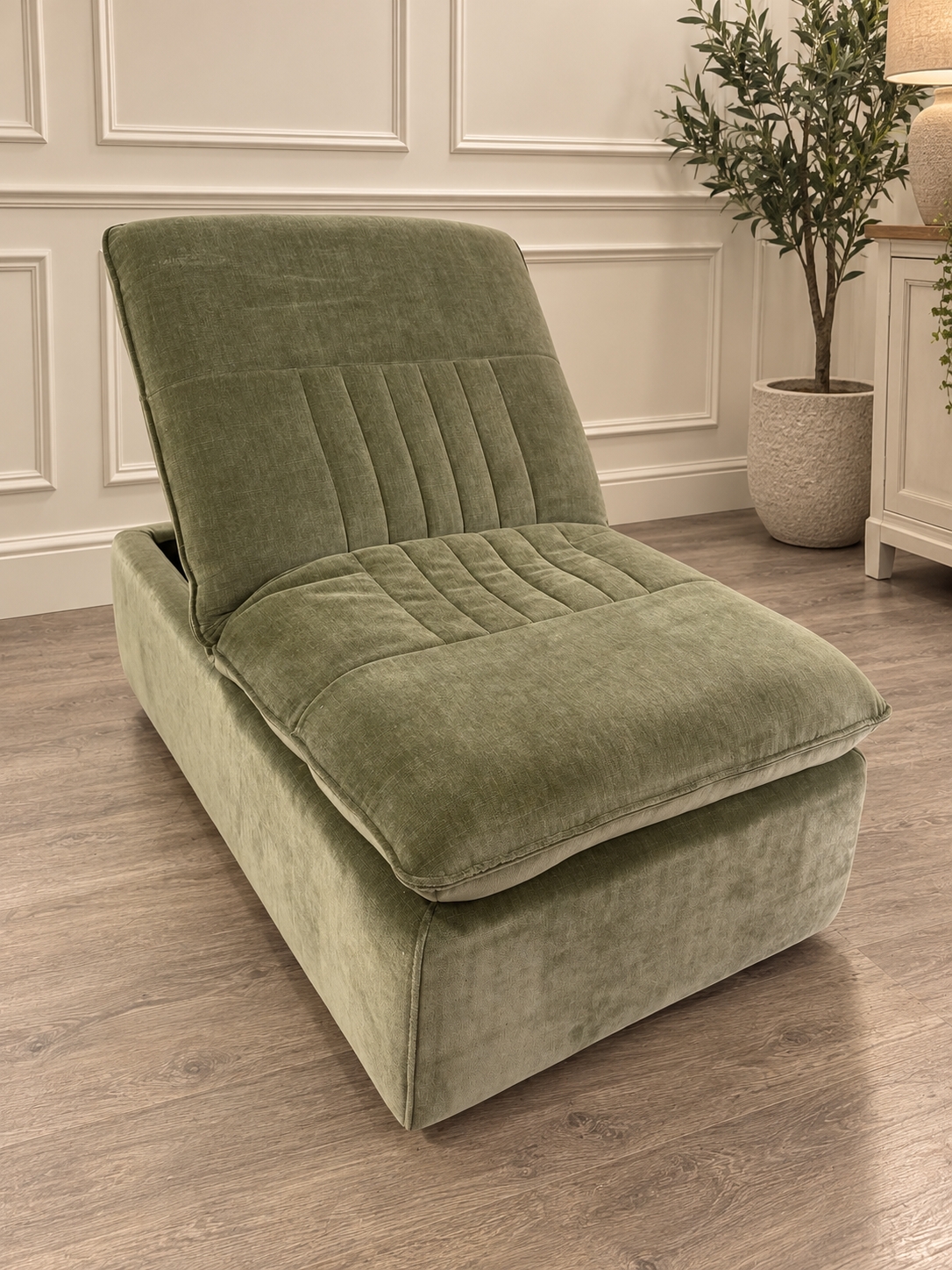 Storage Chair Footstool Sage