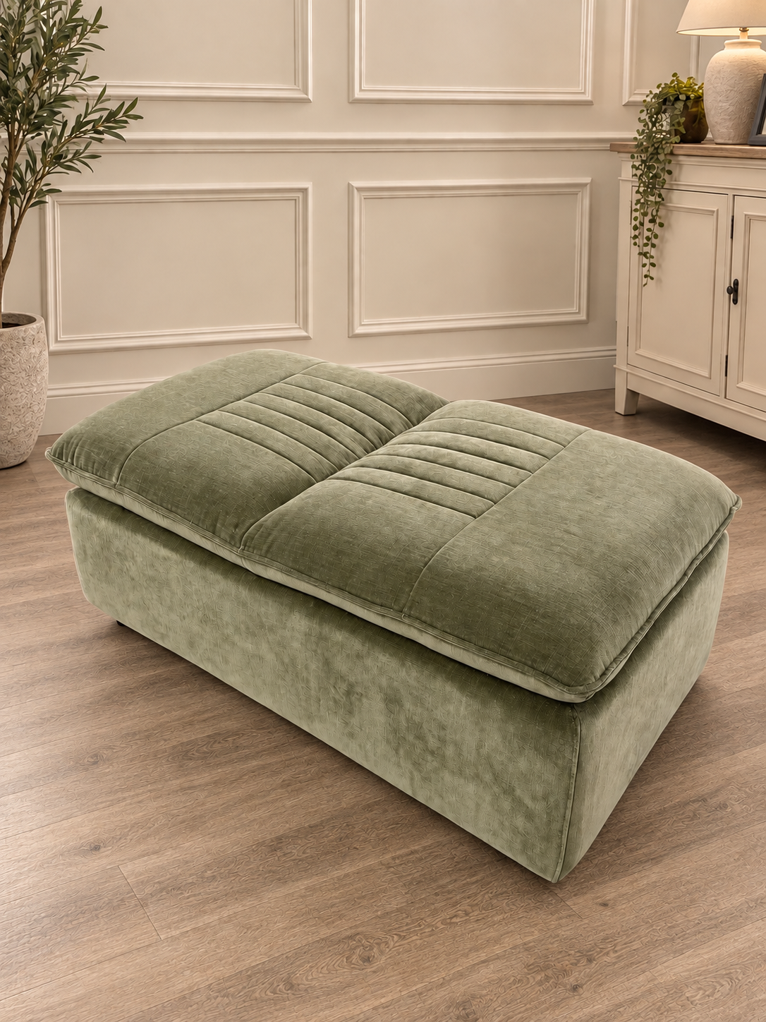Storage Chair Footstool Sage
