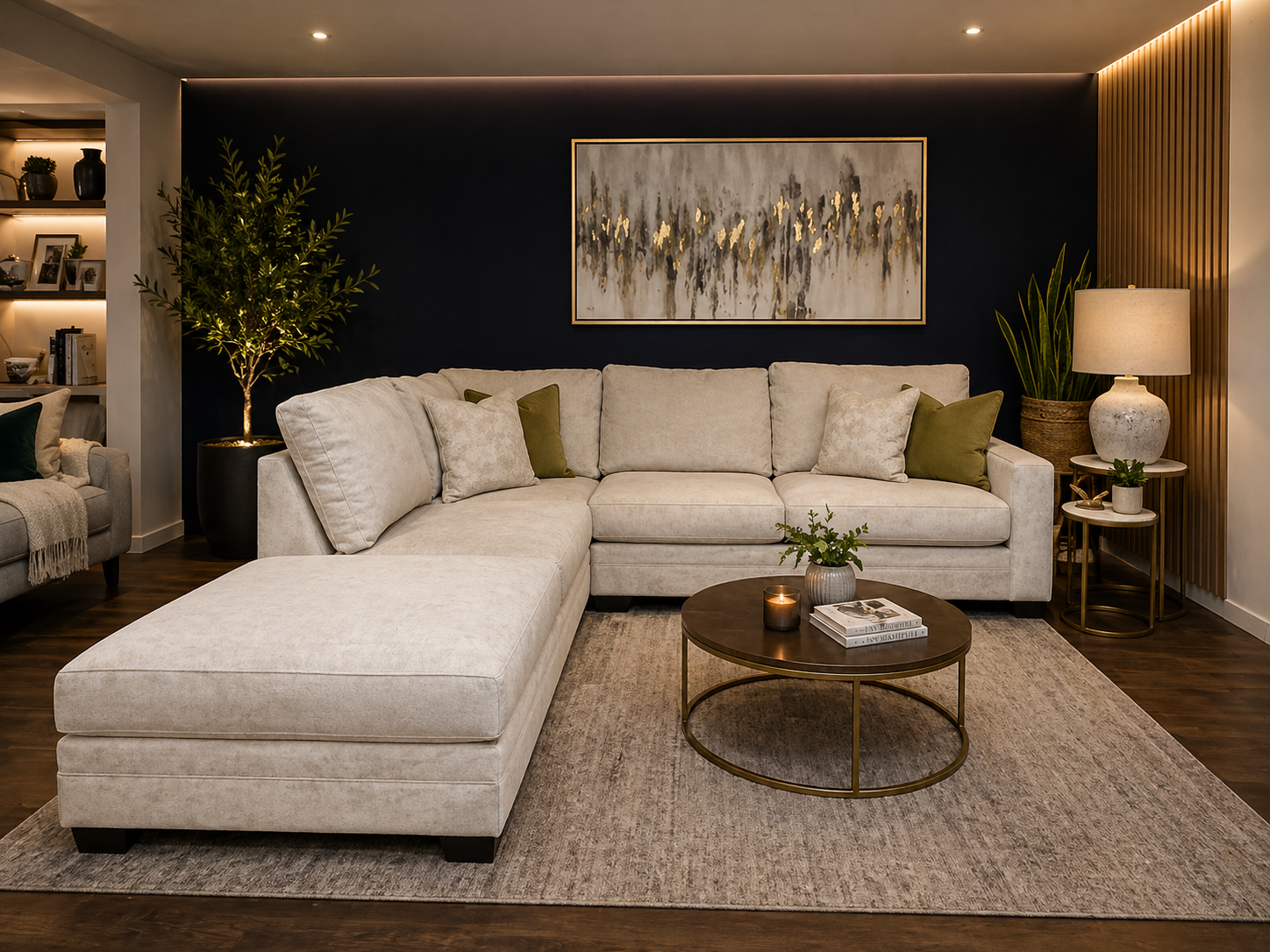 Metro Corner Sofa Bed with Footstool Right Facing