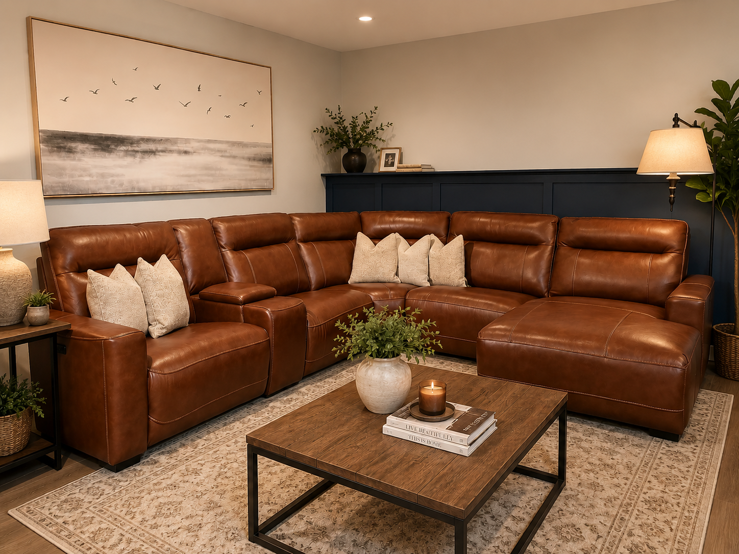 Hazel Leather Electric Recliner Corner Sofa