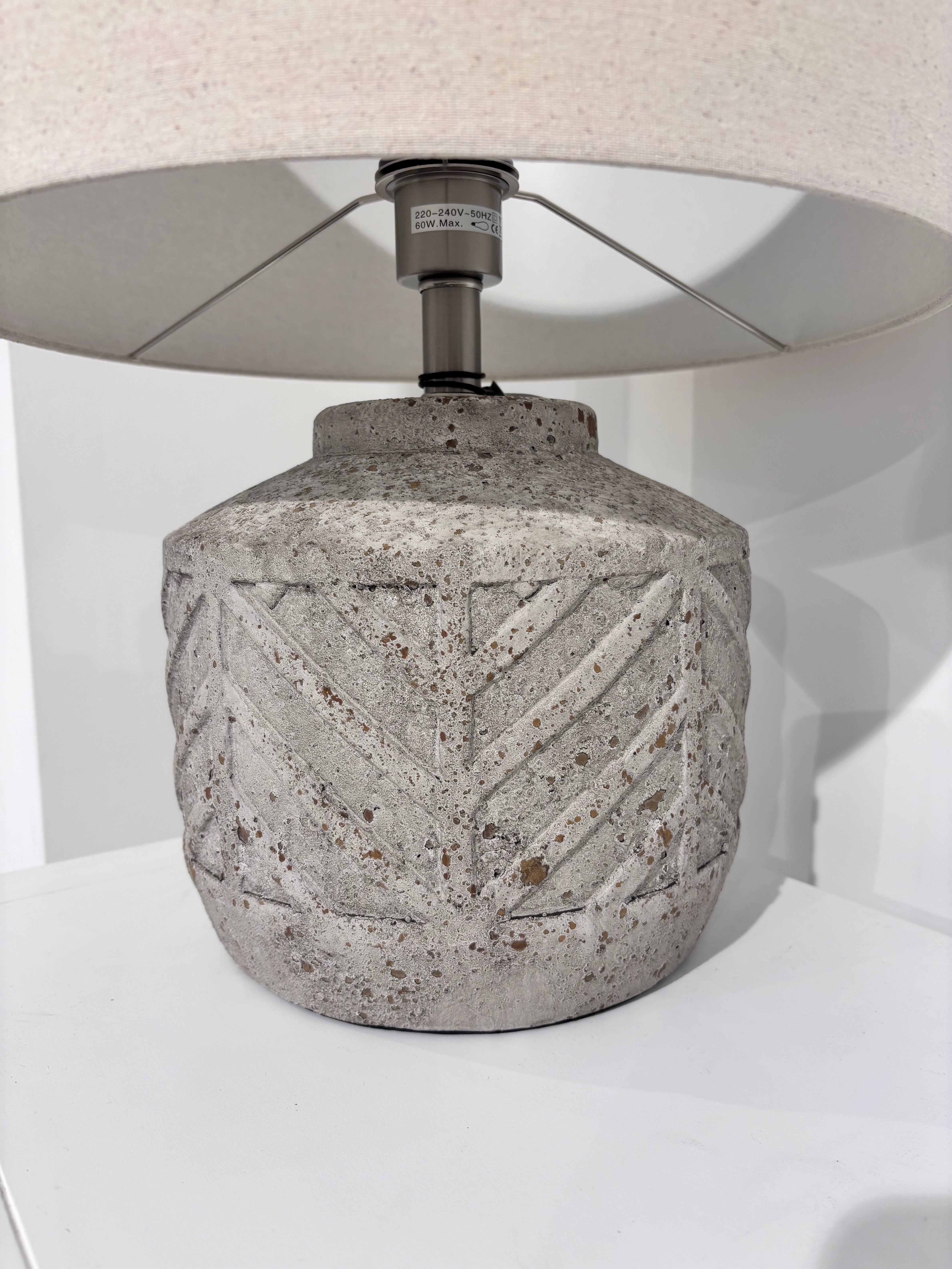 Camus Cement Table Lamp with Straight Round Linen Shade