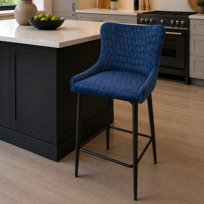 Ottawa Bar Stool Navy Velvet