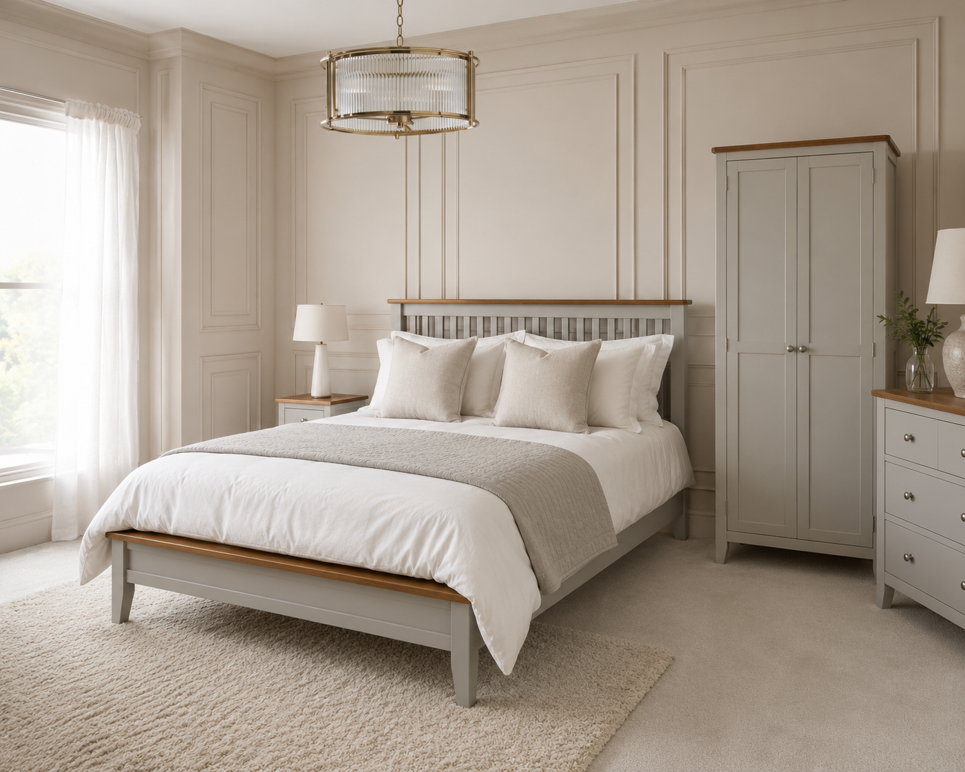 Lagan 4ft Small Double Bedframe Grey/Oak