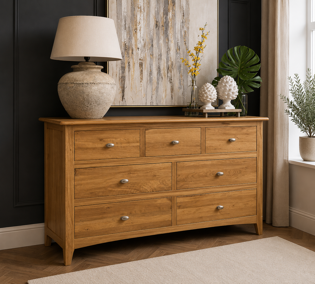 Lagan Wide Chest of Drawers Oak