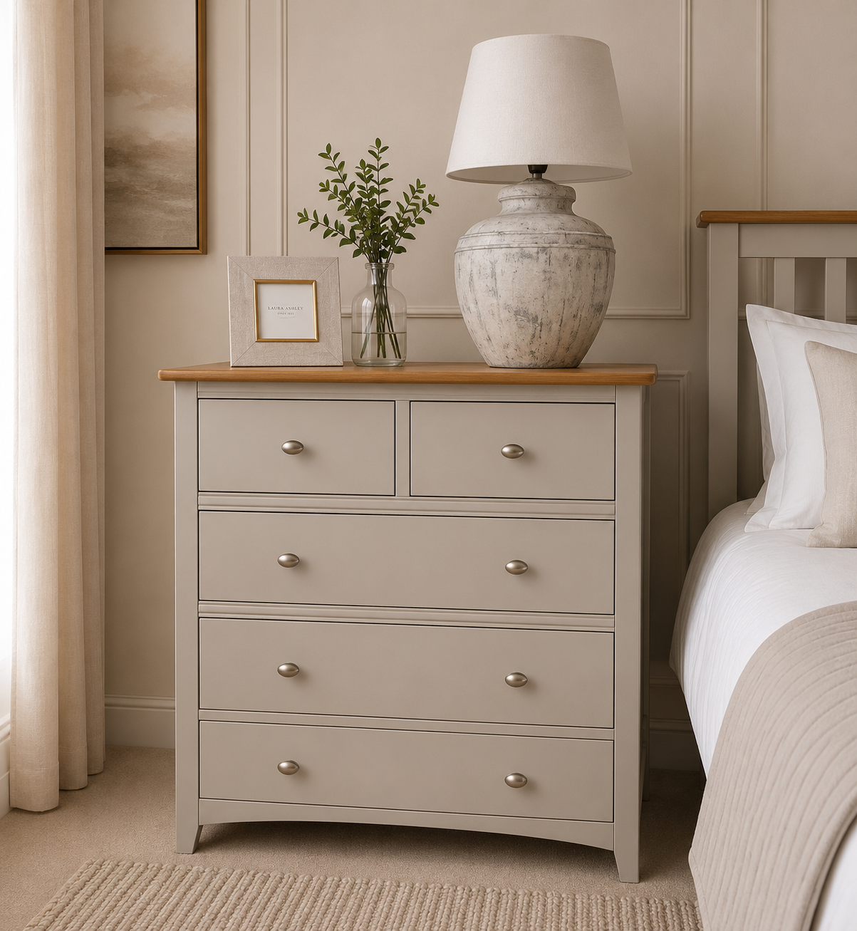 Lagan Tall Chest of Drawers Grey/Oak