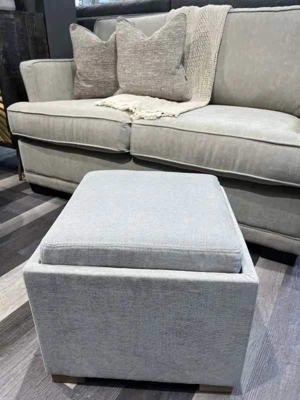 Tea Tray Storage Grey Footstool