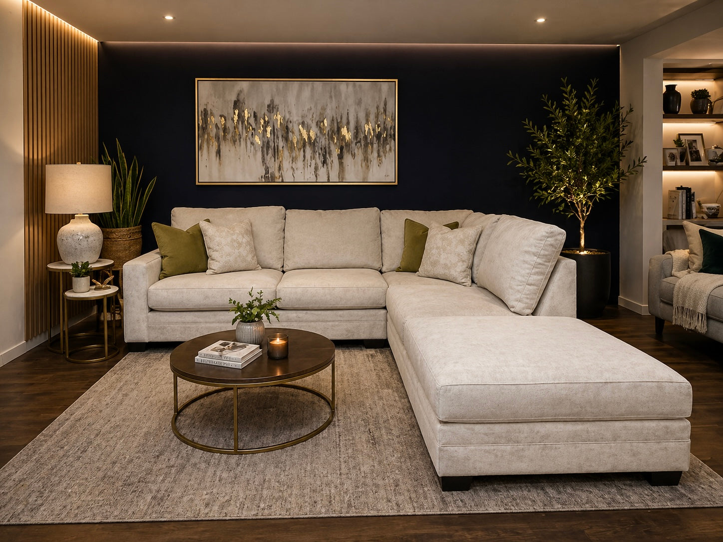 Metro Corner Sofa Bed with Footstool Right Facing
