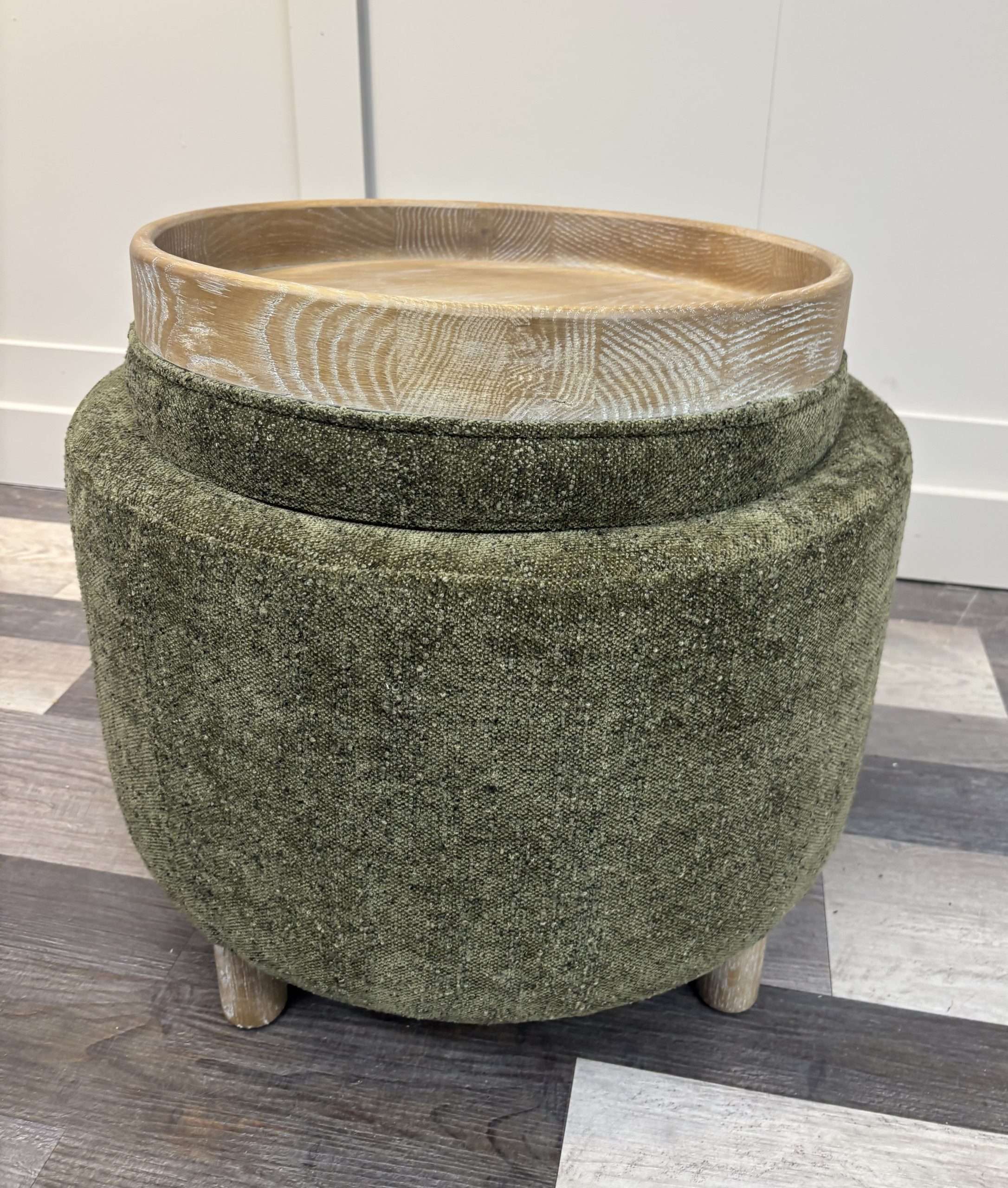 Round Storage Stool Forest Green