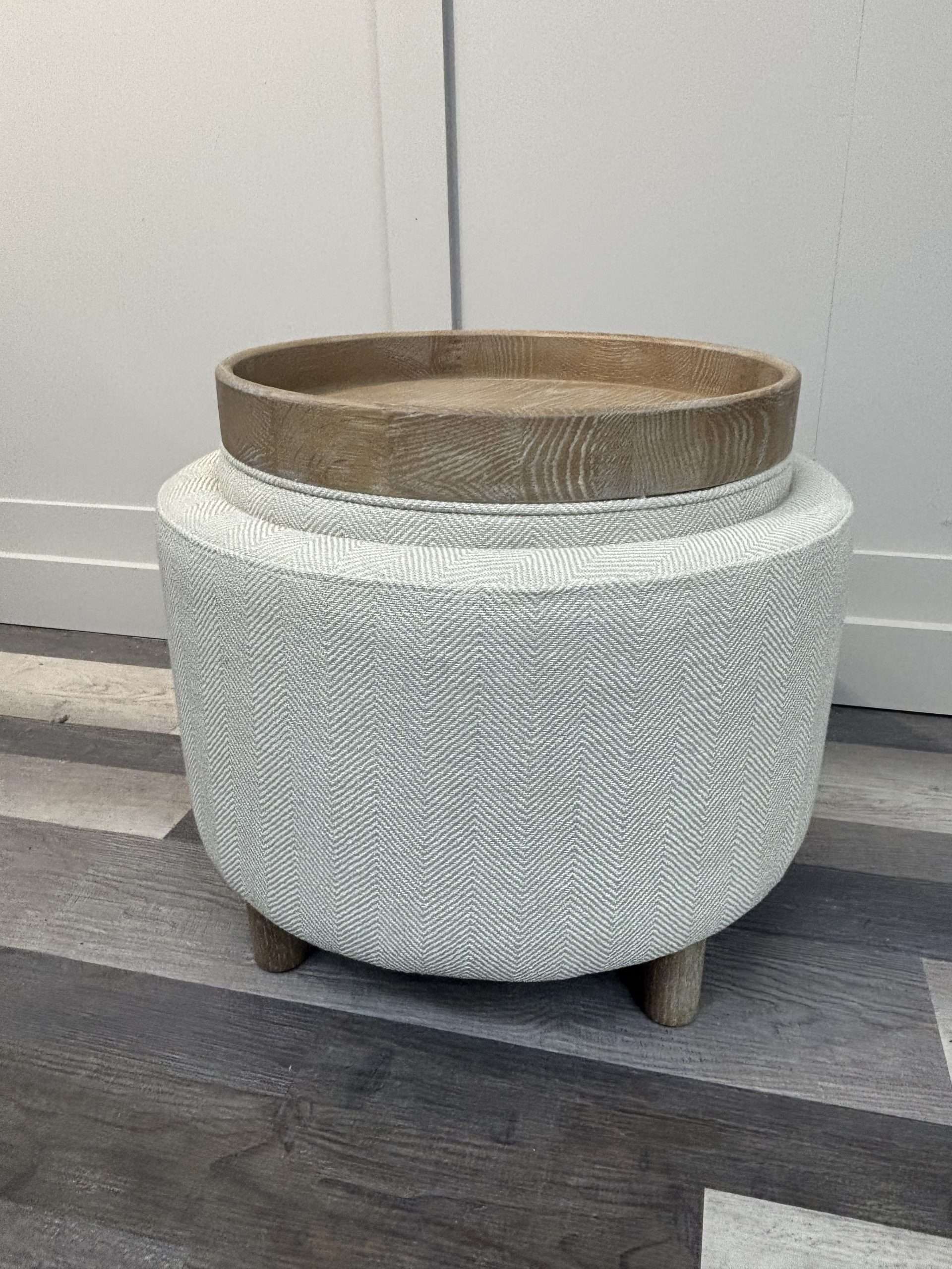 Round Storage Stool Herringbone