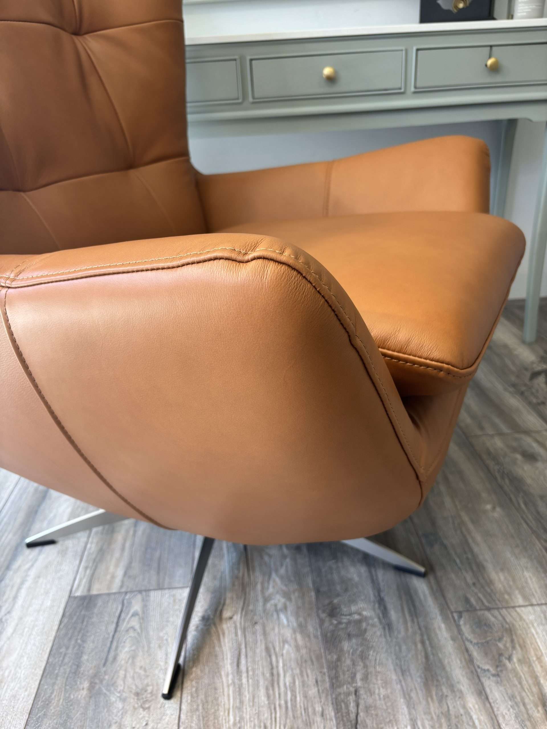 Cordovan Leather Swivel Chair