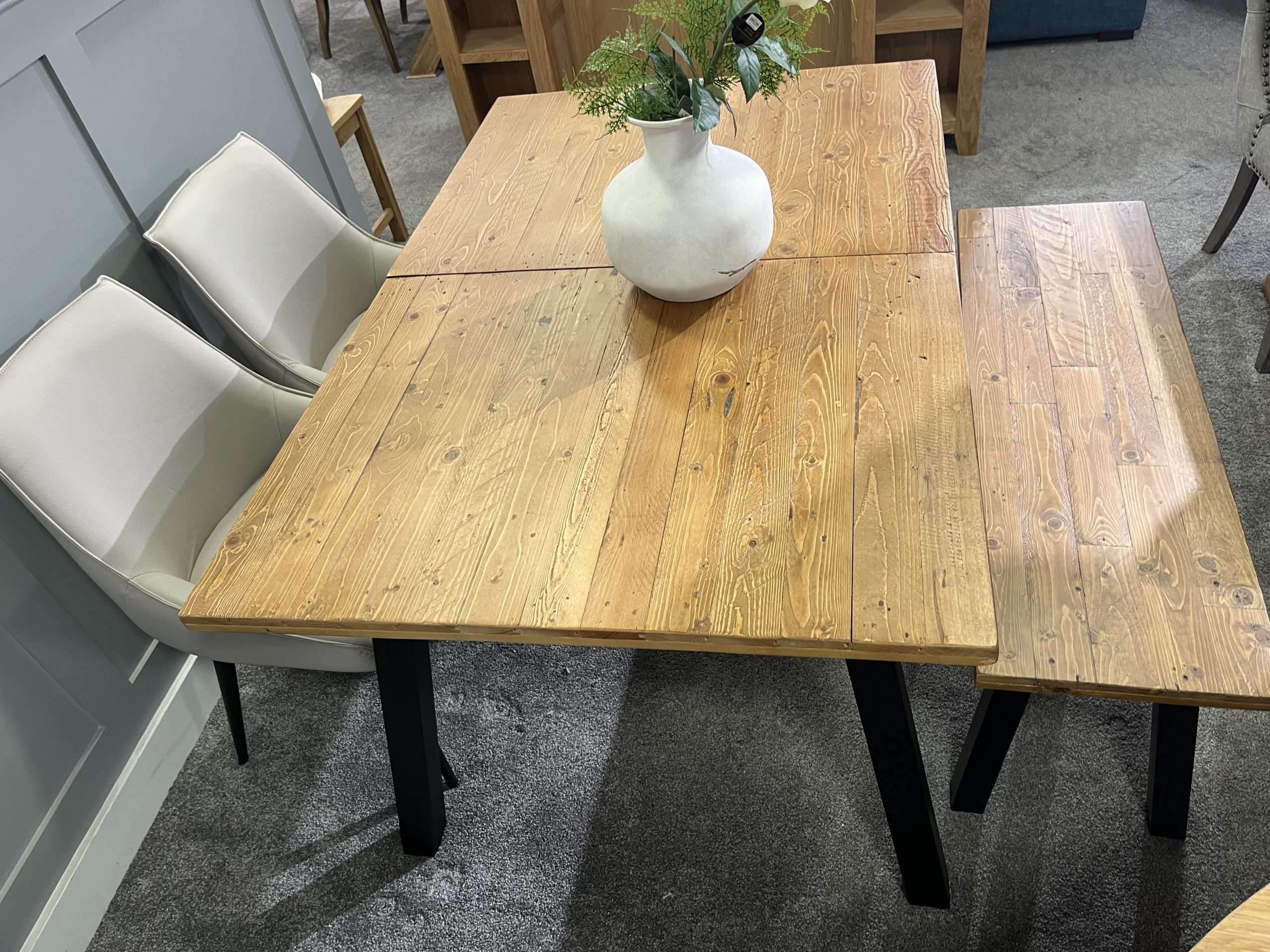 Rusticia Oak Extending Dining Table, Bench & 2 Setter Chairs