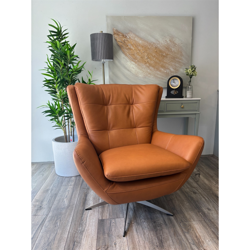 Cordovan Leather Swivel Chair