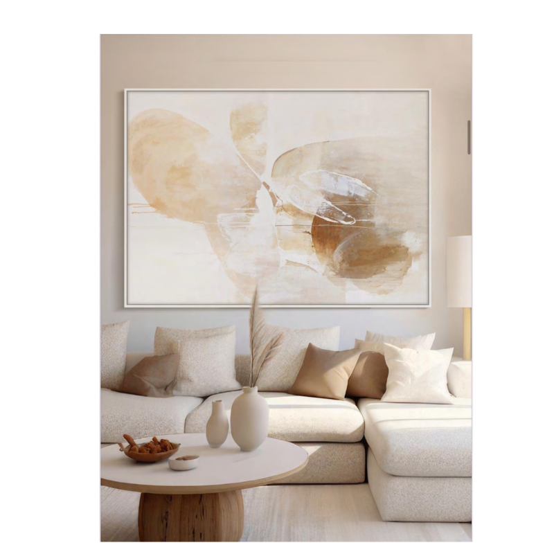 Cream Beige Natural Framed Art