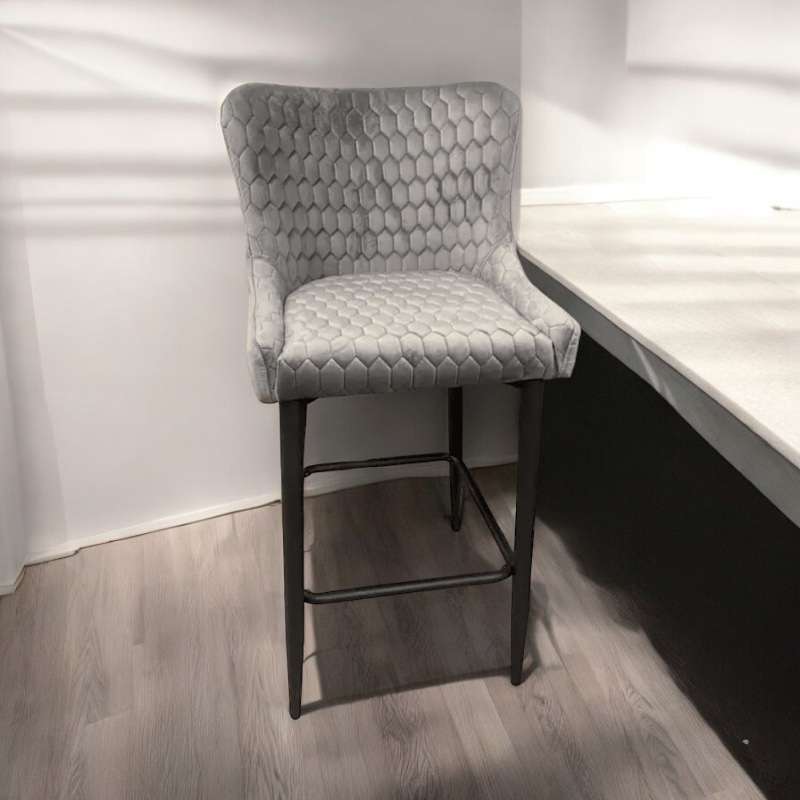 Ottawa Bar Stool Grey Velvet