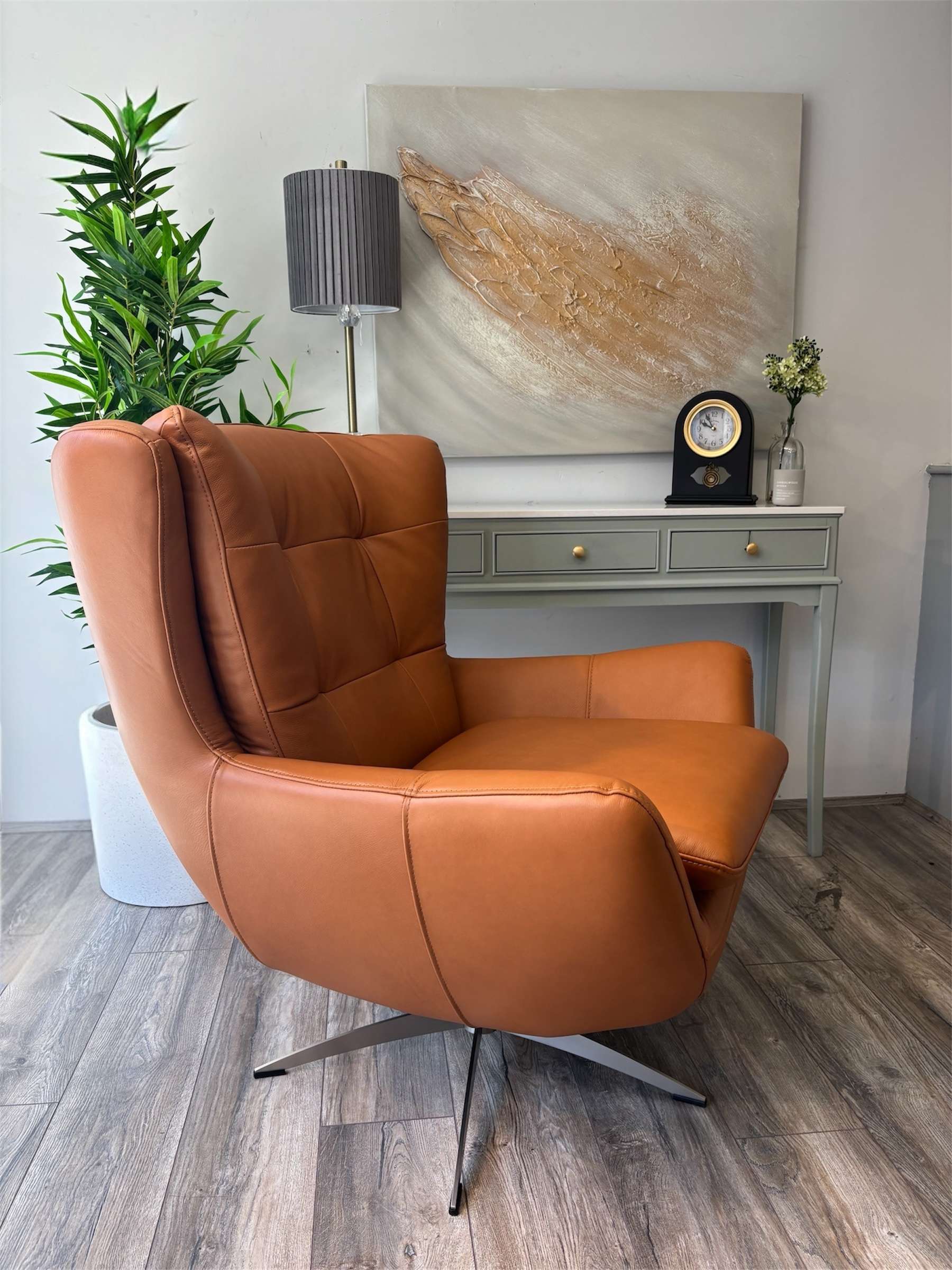 Cordovan Leather Swivel Chair