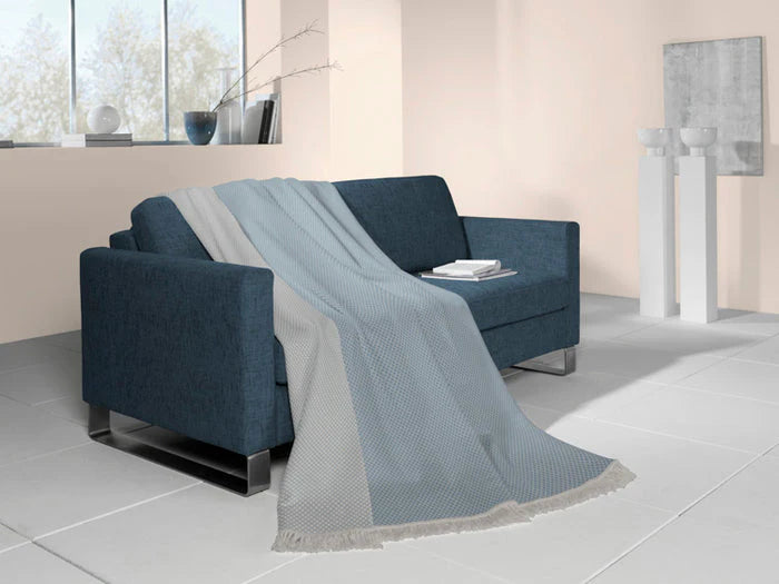 BIEDERLACK Textured 2 sided Blanket Blue 140x180cm