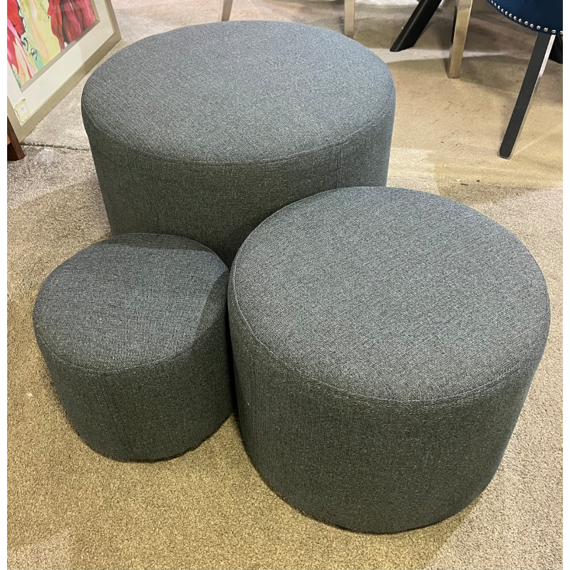 Troy set of 3 Dark Grey Footstools