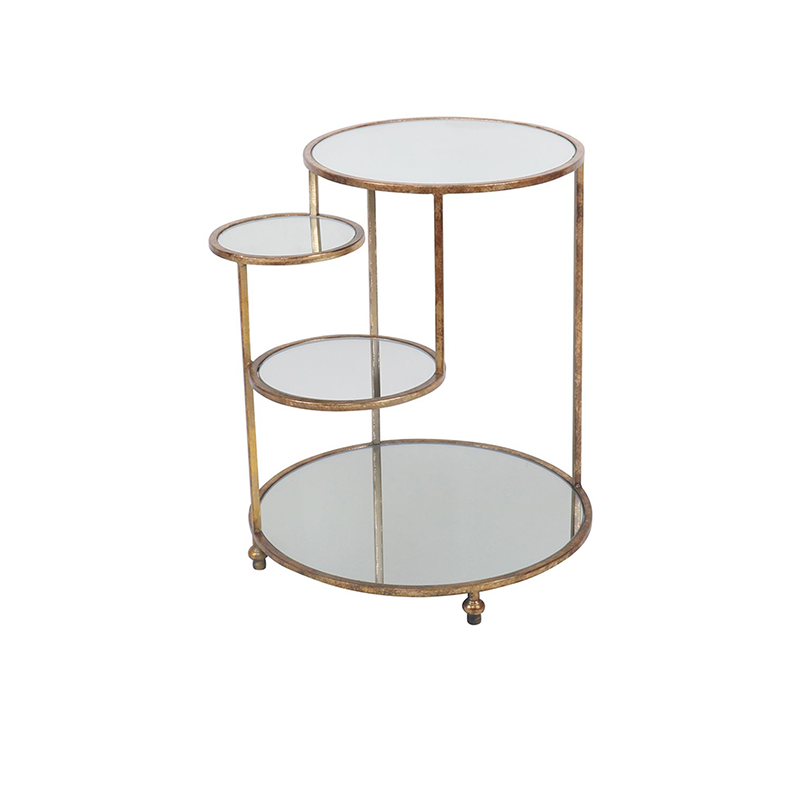 Gold Side Table with Mirrored Glass