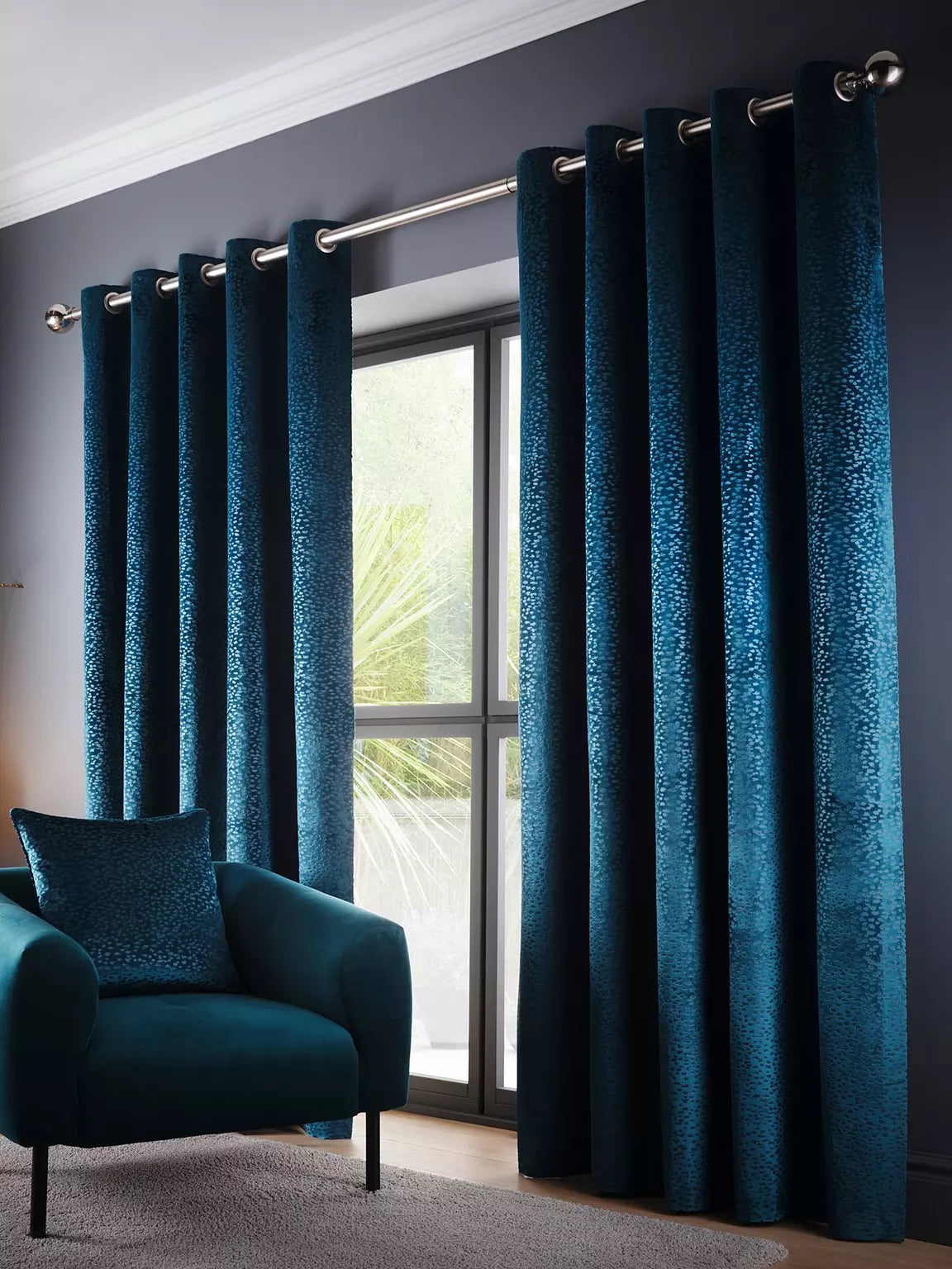 Studio G Vienna Peacock Eyelet Curtains 90x90cm