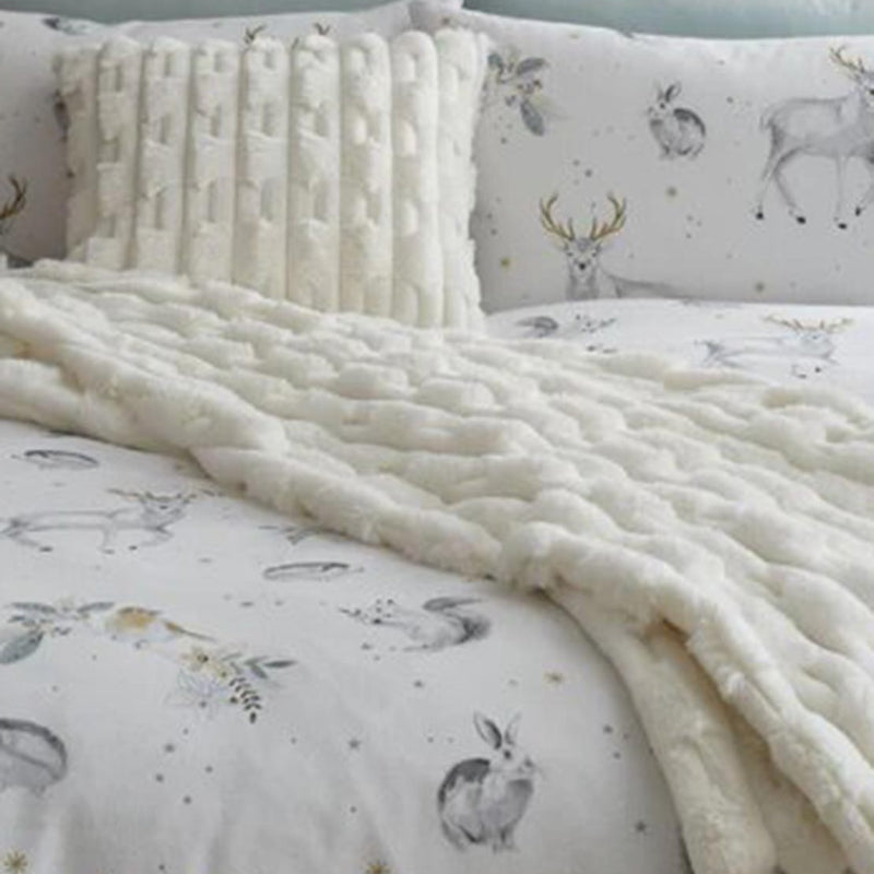 Bianca Carved Faux Fur Cosy Throw in Cream