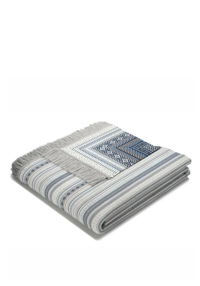 Biederlack Kian Stripe Blue Throw 140x180cm