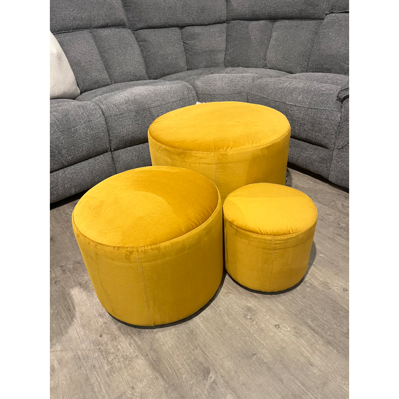 Troy set of 3 Mustard Footstools